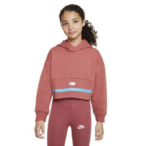 Nike Sportswear Icon Clash Hoodie Girls Canyon Rust Long Sleeve Cropped GBO237